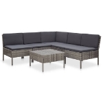 Set Divani da Giardino 6 pz con Cuscini in Polyrattan Grigio