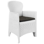 Set Pranzo da Giardino 9 pz in Plastica Stile Rattan Bianco