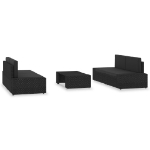 Set Divani da Giardino 5 pz in Polyrattan Nero