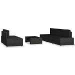 Set Divani da Giardino 6 pz in Polyrattan Nero