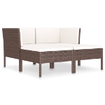 Set Divani da Giardino 4 pz con Cuscini in Polyrattan Marrone