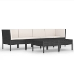 Set Divani da Giardino 9 pz con Cuscini in Polyrattan Nero