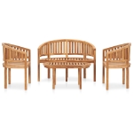 Set Salotto da Giardino 4 pz Design Curvo in Massello di Teak