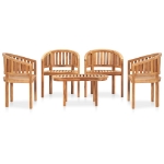 Set Salotto da Giardino 5 pz Design Curvo in Massello di Teak