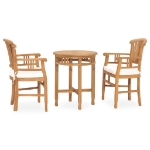 Set da Pranzo da Giardino 3 pz con Cuscini in Massello di Teak