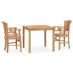 Set da Pranzo da Giardino 3 pz in Legno Massello di Teak