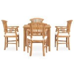 Set da Pranzo da Giardino 5 pz con Cuscini in Legno di Teak