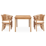 Set da Pranzo da Giardino 5 pz con Cuscini in Massello di Teak