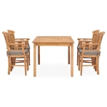 Set da Pranzo da Giardino 5 pz con Cuscini in Legno di Teak