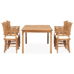 Set da Pranzo da Giardino 7 pz con Cuscini in Legno di Teak