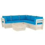 Set Divani da Giardino su Pallet 6 pz con Cuscini Legno Abete