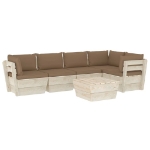 Set Divani da Giardino su Pallet 6 pz con Cuscini Legno Abete