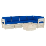 Set Divani da Giardino su Pallet 6 pz con Cuscini Legno Abete