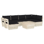 Set Divani da Giardino su Pallet 7 pz con Cuscini Legno Abete