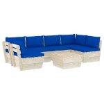 Set Divani da Giardino su Pallet 7 pz con Cuscini Legno Abete