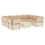 Set Divani da Giardino su Pallet 9 pz con Cuscini Legno Abete