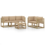 Set Divani da Giardino 6 pz con Cuscini Beige