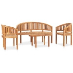 Set Salotto da Giardino 4 pz Design Curvo in Massello di Teak