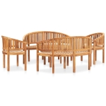 Set Salotto da Giardino 5 pz Design Curvo in Massello di Teak