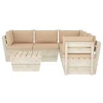 Set Divani da Giardino su Pallet 6 pz con Cuscini Legno Abete