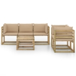 Set Divani da Giardino 6 pz con Cuscini Beige