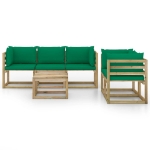 Set Divani da Giardino 6 pz con Cuscini Verdi