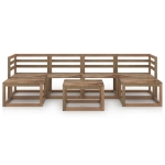 Set Divani Giardino 7 pz in Legno di Pino Impregnato Marrone