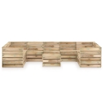 Set Salotto da Giardino 10 pz in Legno di Pino Impregnato Verde