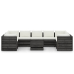 Set Divani da Giardino con Cuscini 10pz Legno Impregnato Grigio