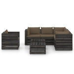 Set Divani da Giardino con Cuscini 8 pz Legno Impregnato Grigio