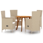 Set Mobili da Pranzo per Giardino 5 pz Beige