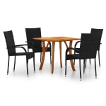 Set Mobili da Pranzo per Giardino 5 pz Nero