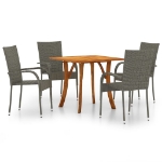 Set Mobili da Pranzo per Giardino 5 pz Grigio