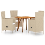 Set Mobili da Pranzo per Giardino 5 pz Beige