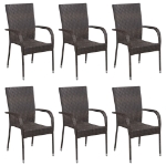 Set Mobili da Pranzo Giardino 7 pz in Polyrattan Marrone