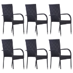 Set Mobili da Pranzo Giardino 7 pz in Polyrattan Nero