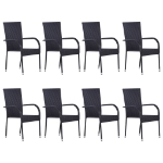 Set Mobili da Pranzo Giardino 9 pz in Polyrattan Nero