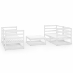 Set Divani da Giardino 5 pz Bianco in Legno Massello di Pino