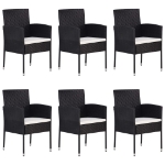 Set Mobili da Pranzo per Giardino 7 pz in Polyrattan Nero