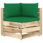 Set Divani da Giardino con Cuscini 6 pz Legno Impregnato Verde