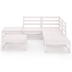 Set Divani da Giardino 6 pz Bianco in Legno Massello di Pino