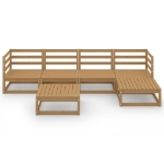 Set Divani da Giardino 6 pz Miele in Legno Massello di Pino