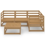 Set Divani da Giardino 5 pz Miele in Legno Massello di Pino