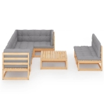 Set Divani da Giardino 8 pz con Cuscini Legno Massello di Pino