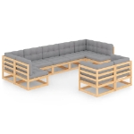 Set Divani da Giardino 9 pz con Cuscini Legno Massello di Pino