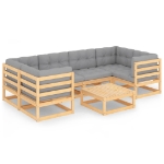 Set Divani da Giardino 7 pz con Cuscini Legno Massello di Pino