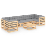 Set Divani da Giardino 8 pz con Cuscini Legno Massello di Pino