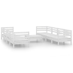 Set Divani da Giardino 9 pz Bianco in Legno Massello di Pino