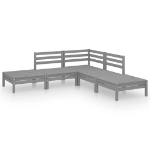 Set Divani da Giardino 5 pz in Legno Massello di Pino Grigio