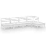 Set Salotto da Giardino 5 pz in Legno Massello di Pino Bianco